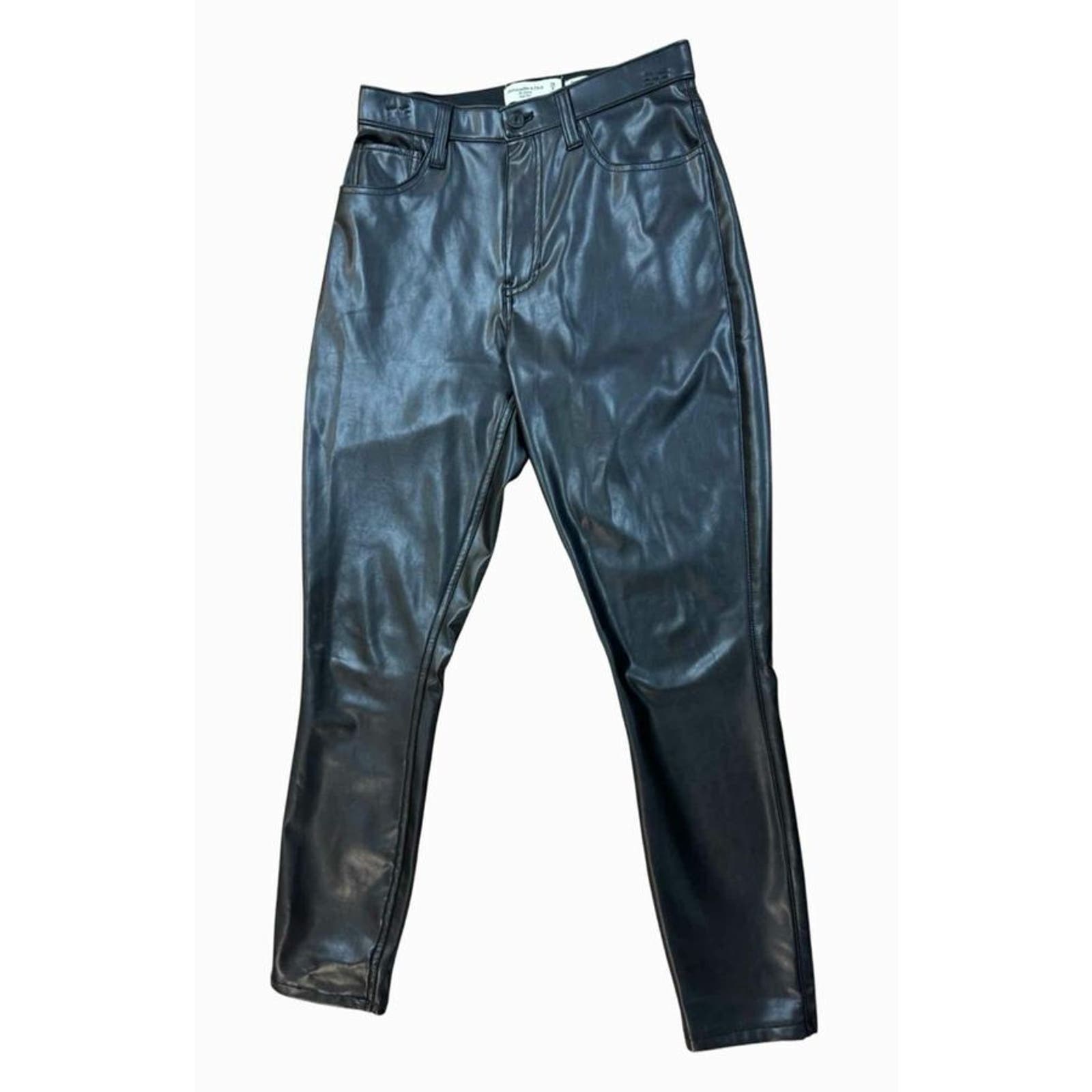 Abercrombie & Fitch The Skinny High Rise Vegan Leather Black Pants Size 28